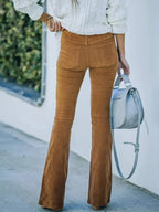 Full Size Corduroy Flare Pants Plus Size - Plush Fashion Hub