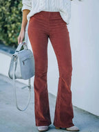 Full Size Corduroy Flare Pants Plus Size - Plush Fashion Hub