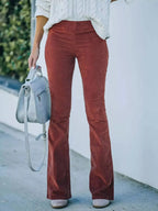 Full Size Corduroy Flare Pants Plus Size - Plush Fashion Hub