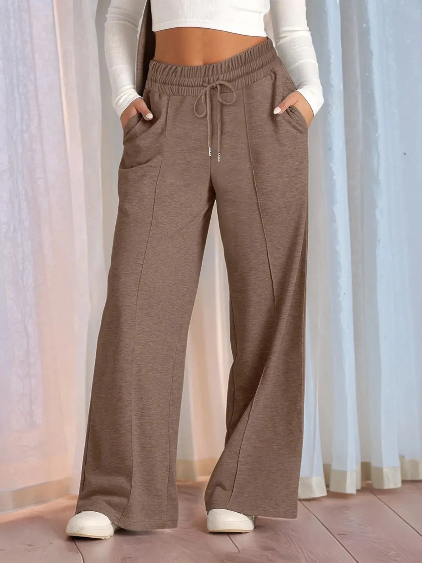 Full Size Drawstring Relaxed Fit Wide Leg Pants Plus Size - Plush Fashion Hub