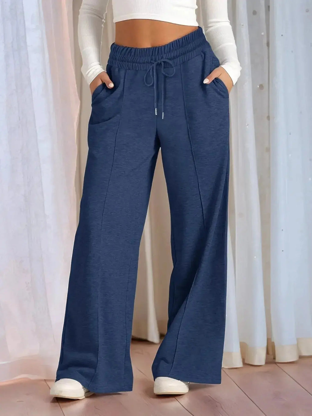 Full Size Drawstring Relaxed Fit Wide Leg Pants Plus Size - Plush Fashion Hub