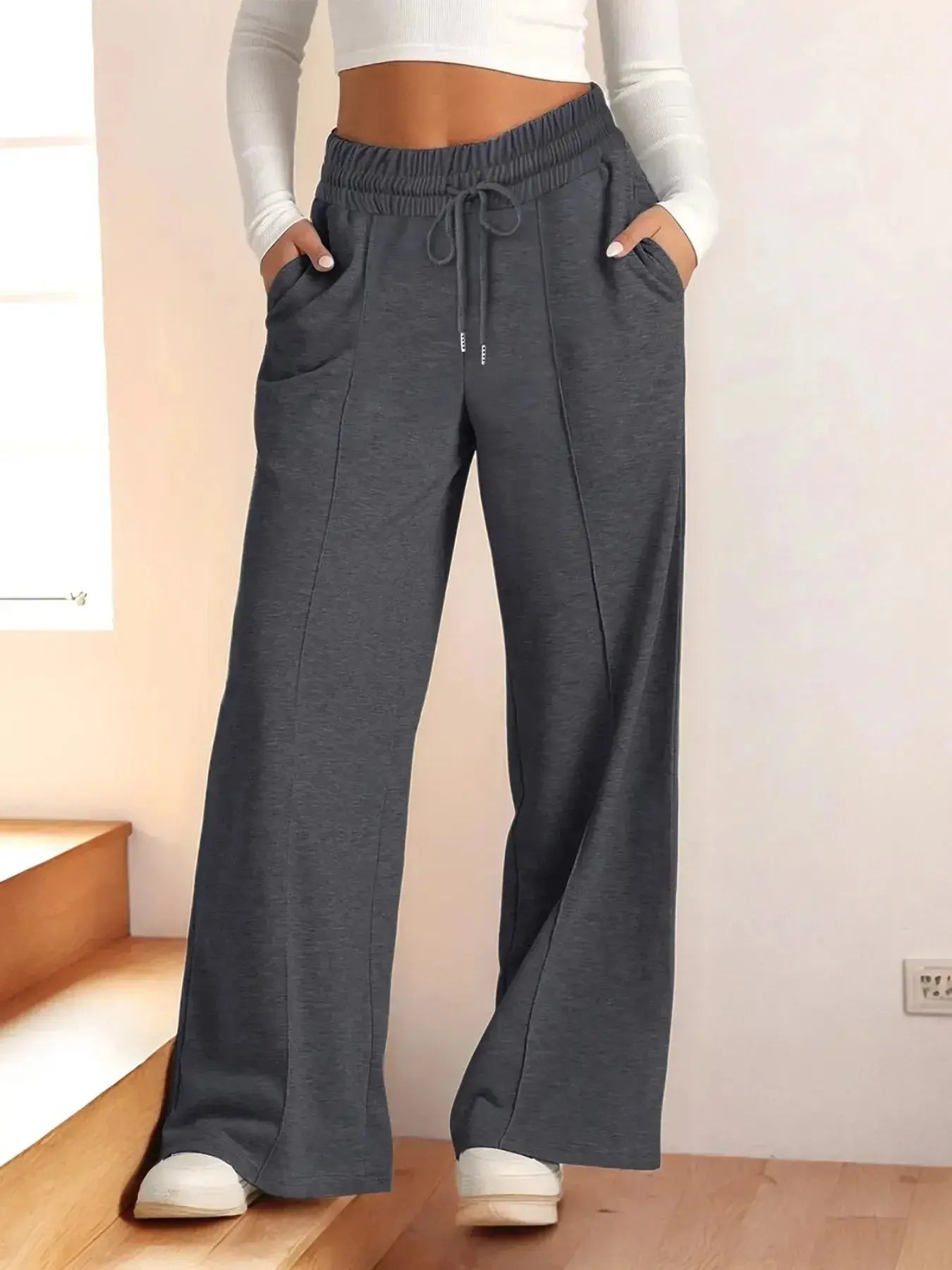 Full Size Drawstring Relaxed Fit Wide Leg Pants Plus Size - Plush Fashion Hub