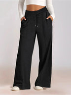 Full Size Drawstring Relaxed Fit Wide Leg Pants Plus Size - Plush Fashion Hub