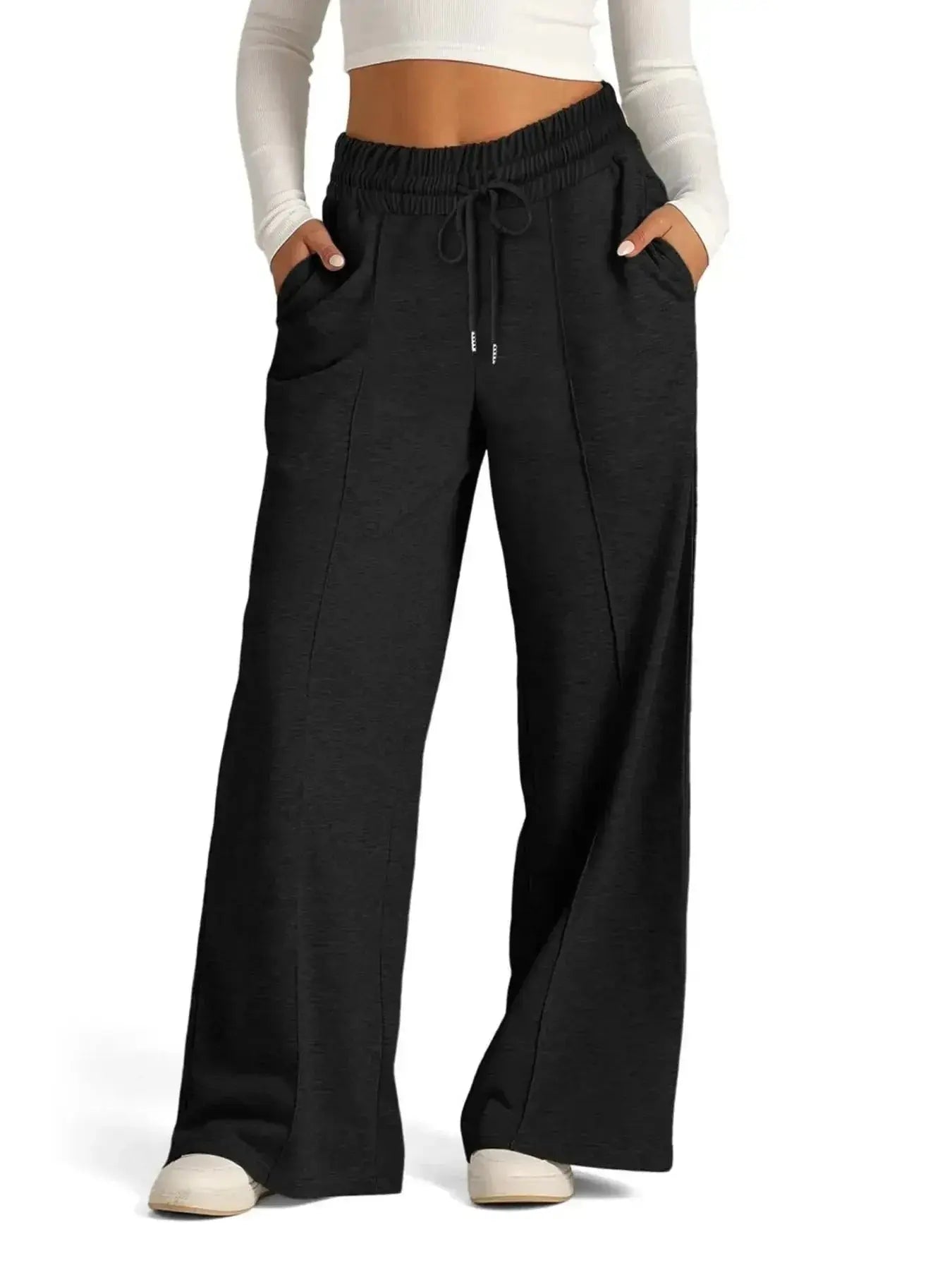 Full Size Drawstring Relaxed Fit Wide Leg Pants Plus Size - Plush Fashion Hub