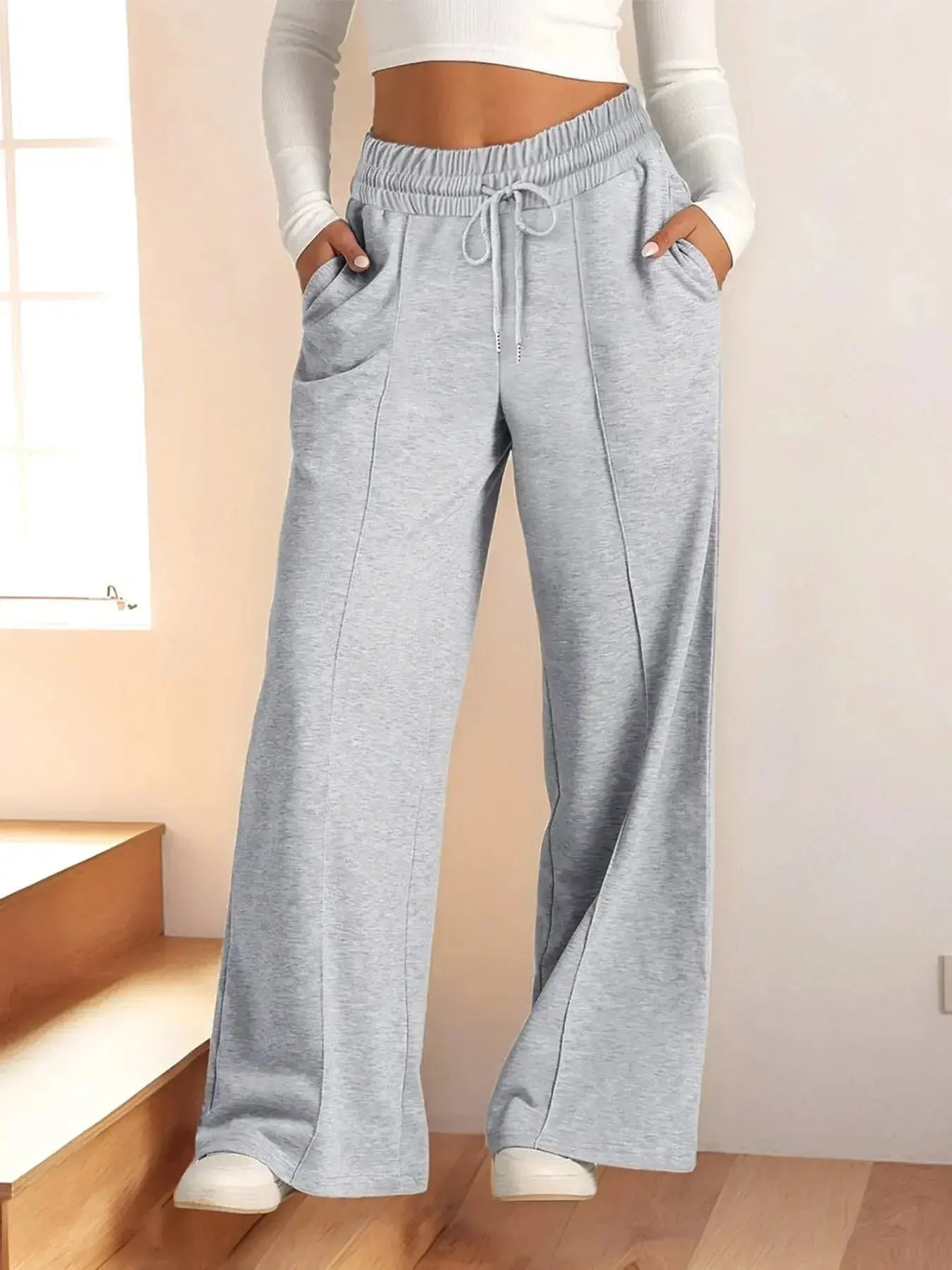 Full Size Drawstring Relaxed Fit Wide Leg Pants Plus Size - Plush Fashion Hub