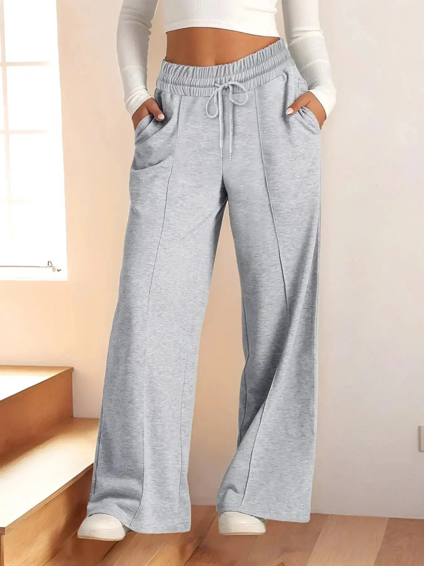 Full Size Drawstring Relaxed Fit Wide Leg Pants Plus Size - Plush Fashion Hub