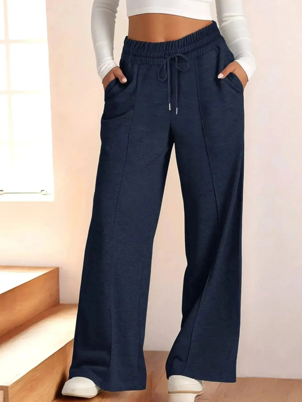 Full Size Drawstring Relaxed Fit Wide Leg Pants Plus Size - Plush Fashion Hub