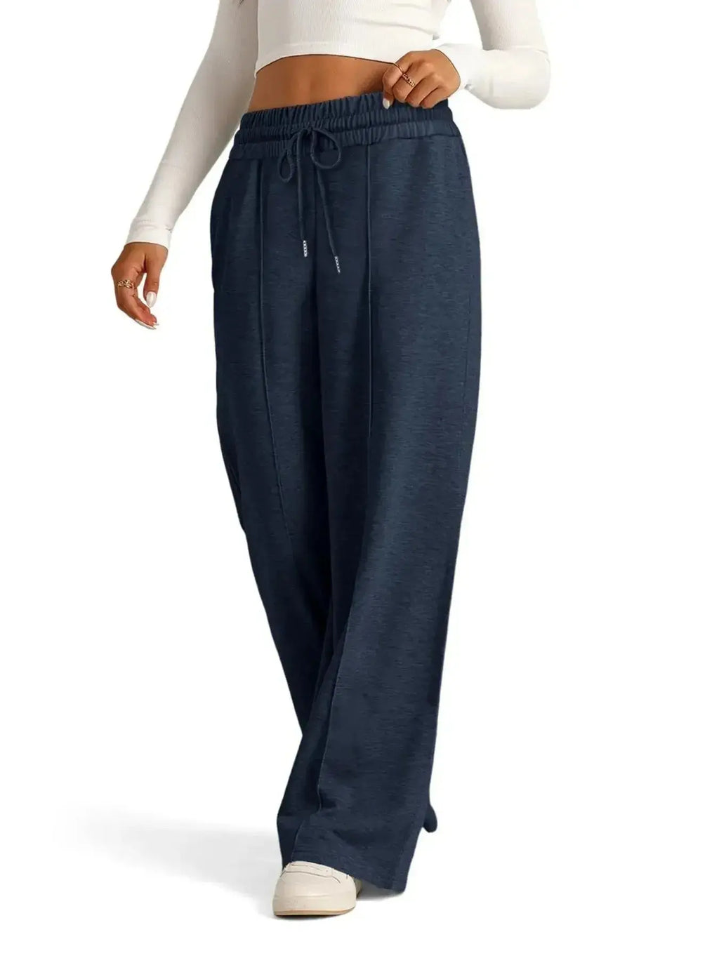 Full Size Drawstring Relaxed Fit Wide Leg Pants Plus Size - Plush Fashion Hub