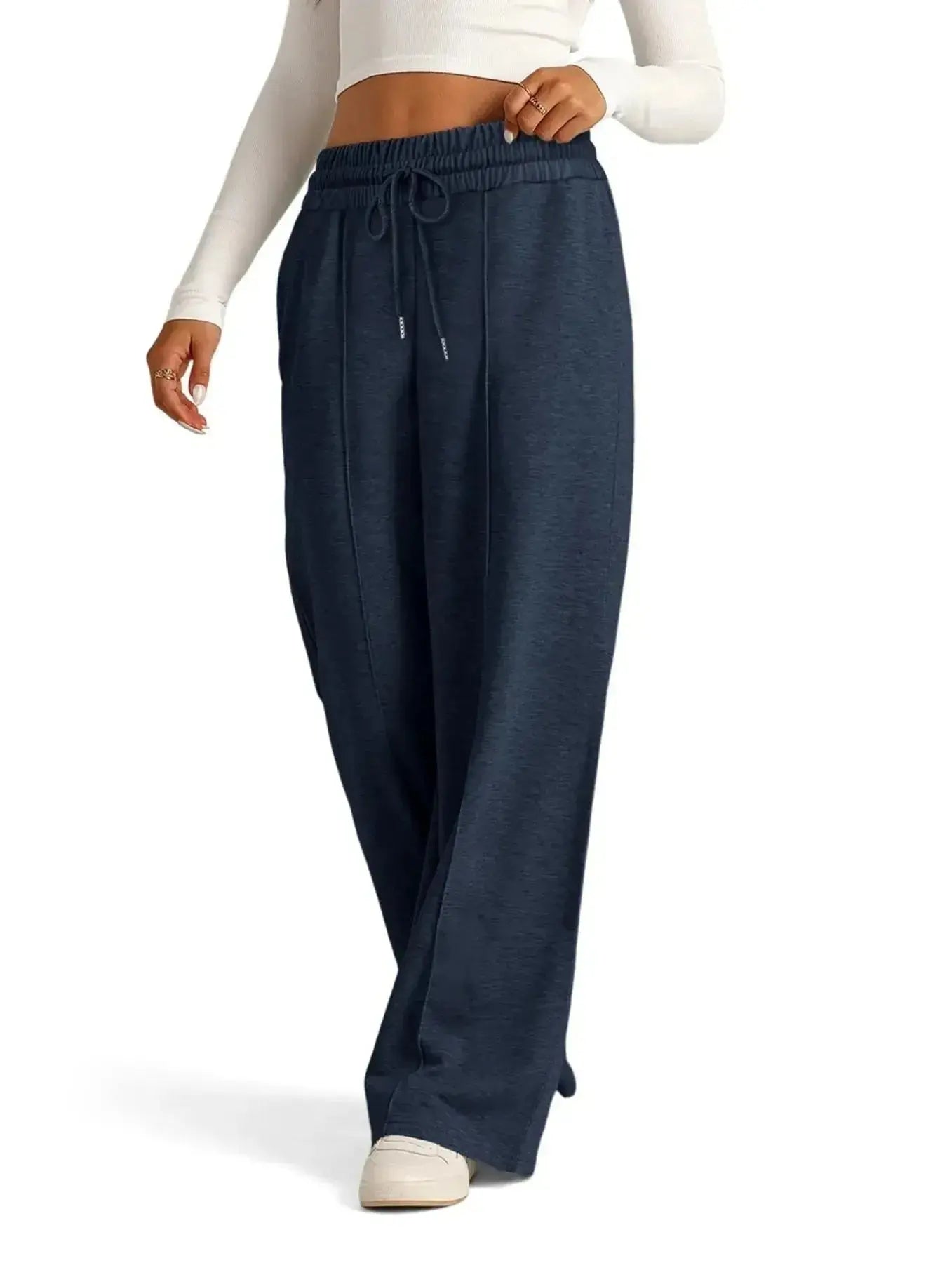 Full Size Drawstring Relaxed Fit Wide Leg Pants Plus Size - Plush Fashion Hub