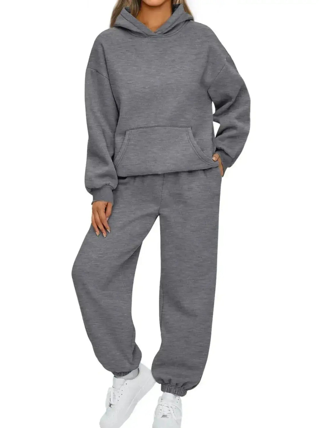 Full Size Kangaroo Pocket Hoodie and Joggers Set Plus Size - Plush Fashion Hub