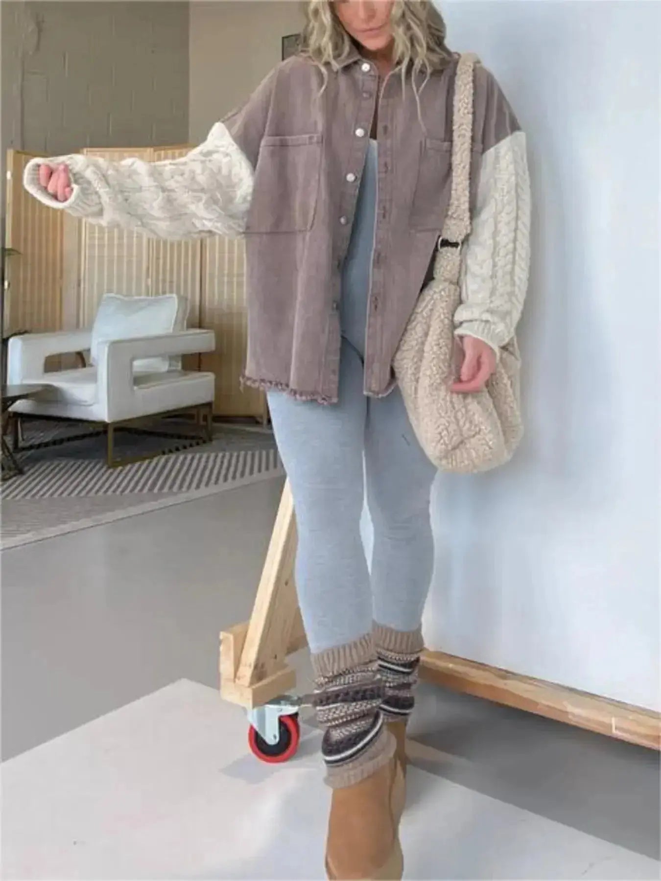 Full Size Raw Hem Button Up Patchwork Denim Jacket Plus Size - Plush Fashion Hub