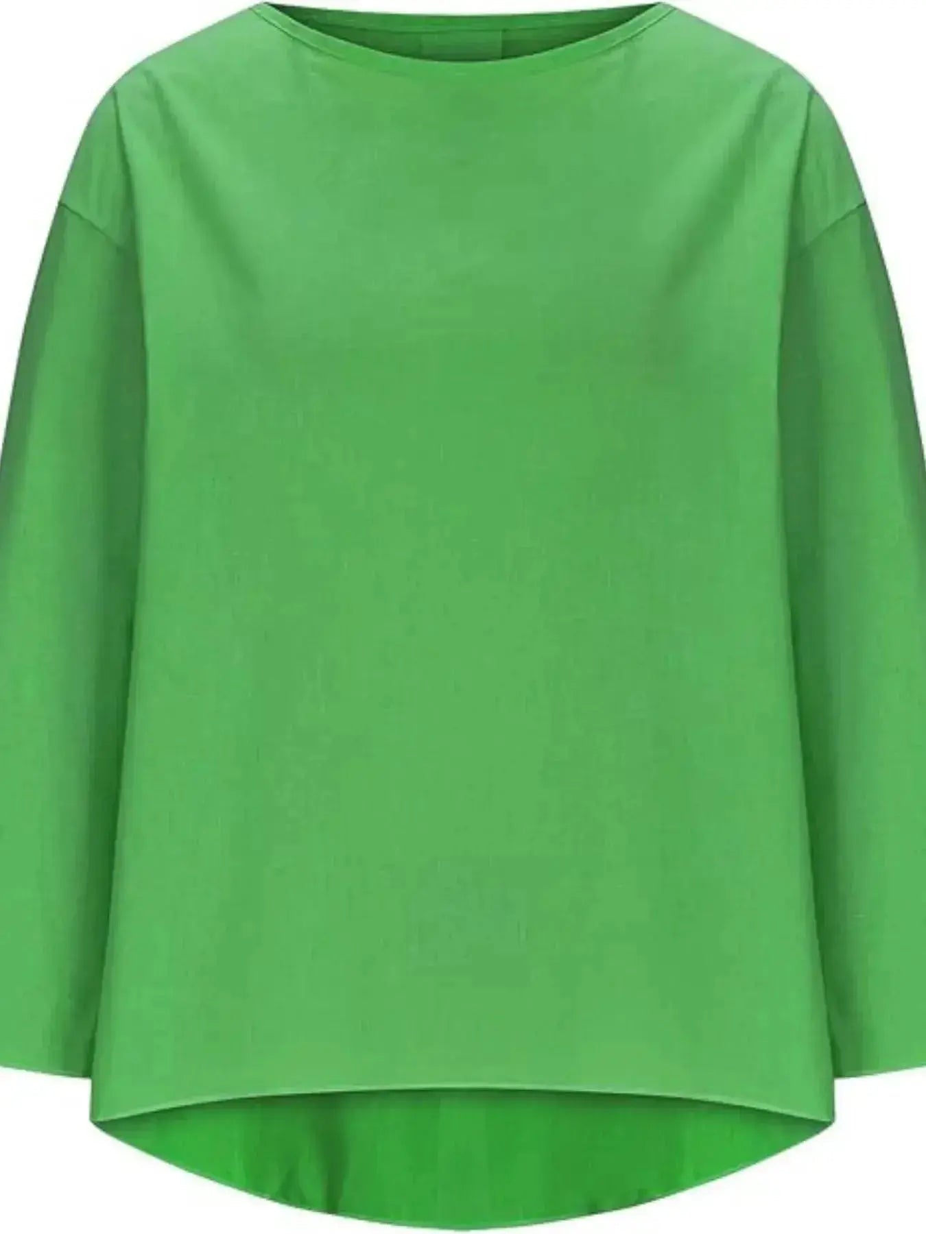 Full Size Round Neck Relaxed Fit Blouse Plus Size - Plush Fashion Hub