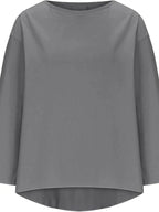 Full Size Round Neck Relaxed Fit Blouse Plus Size - Plush Fashion Hub