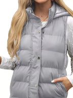 Full Size Snap Down Hooded Padded Longline Vest Coat Plus Size - Plush Fashion Hub