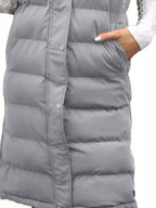 Full Size Snap Down Hooded Padded Longline Vest Coat Plus Size - Plush Fashion Hub