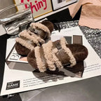 Fuzzy Buckle Accent Plush Slippers - Plush Fashion Hub