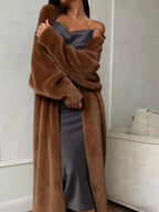 Fuzzy Open Front Longline Cardigan - Plush Fashion Hub