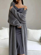 Fuzzy Open Front Longline Cardigan - Plush Fashion Hub