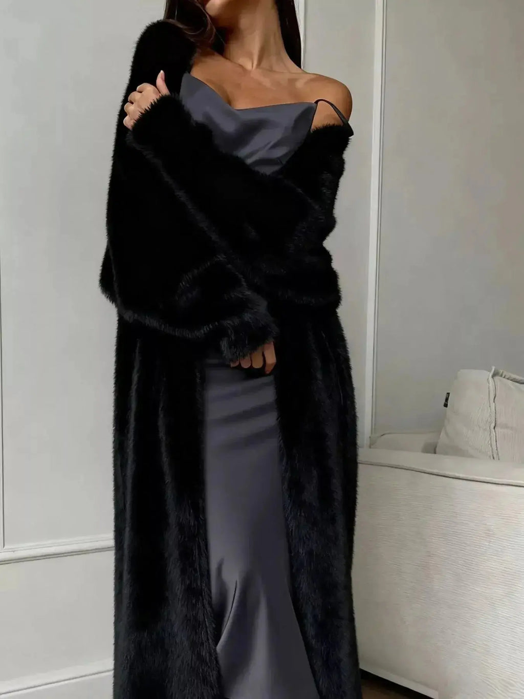 Fuzzy Open Front Longline Cardigan - Plush Fashion Hub