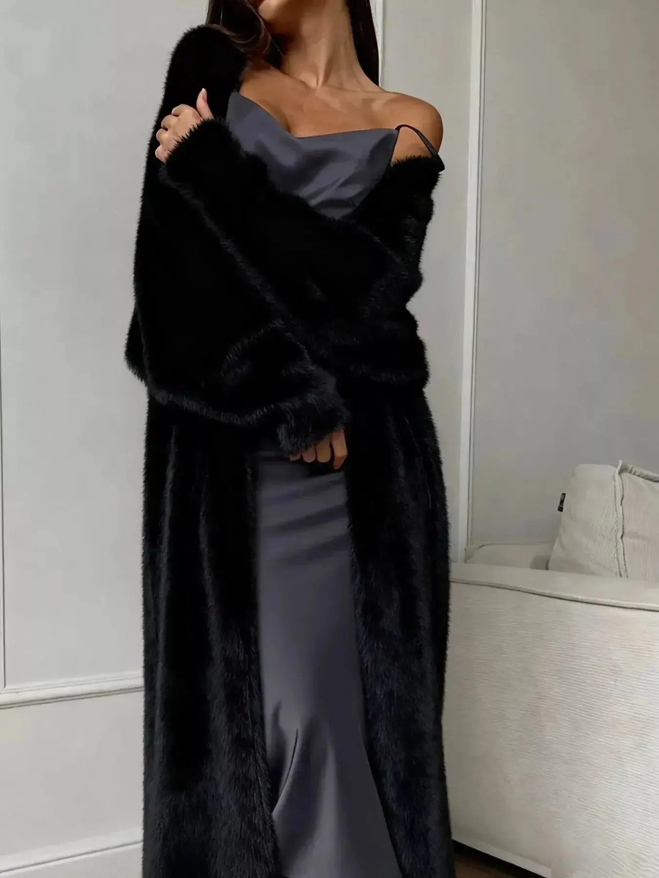 Fuzzy Open Front Longline Cardigan - Plush Fashion Hub