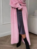 Fuzzy Open Front Longline Cardigan - Plush Fashion Hub