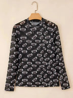 Game Day Mesh Sheer Long Sleeve Top - Plush Fashion Hub