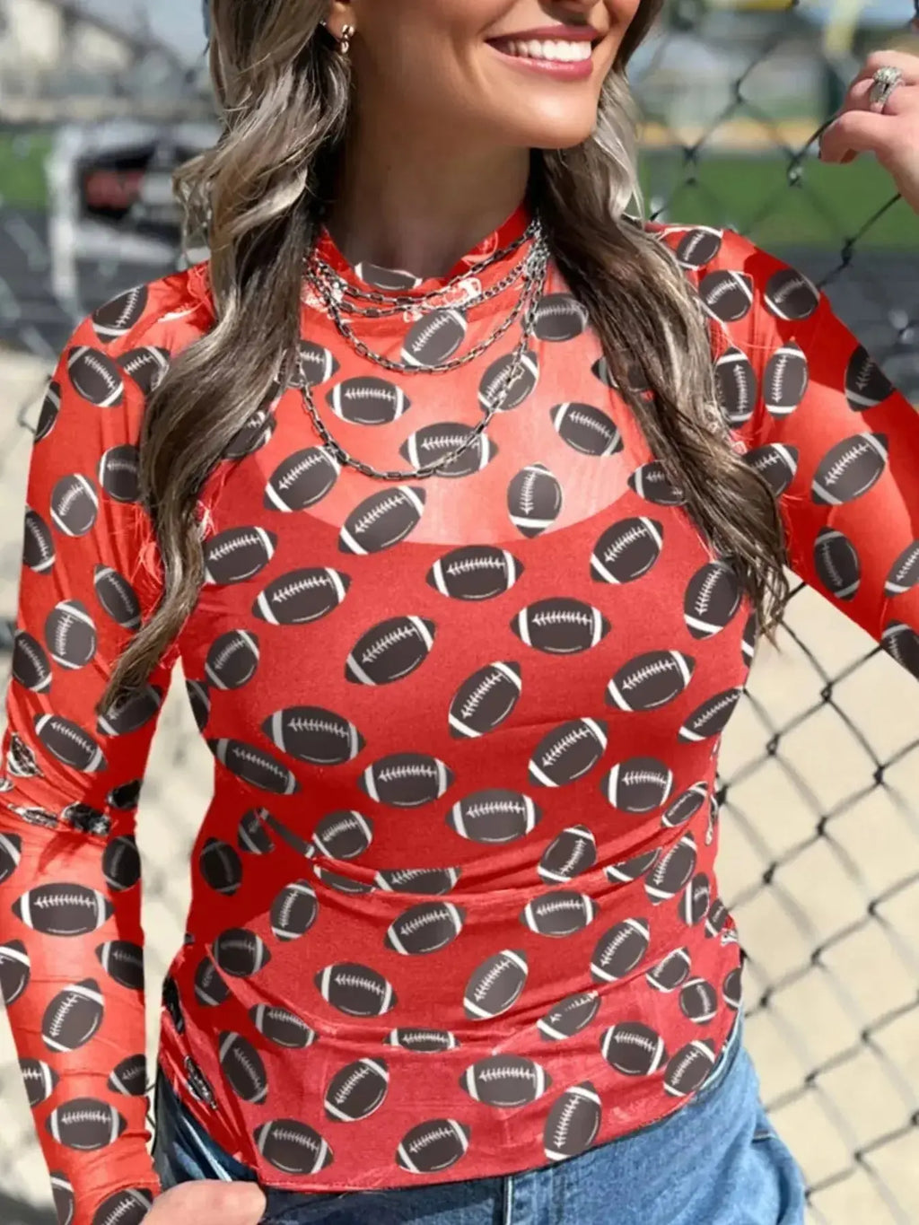 Game Day Mesh Sheer Long Sleeve Top - Plush Fashion Hub