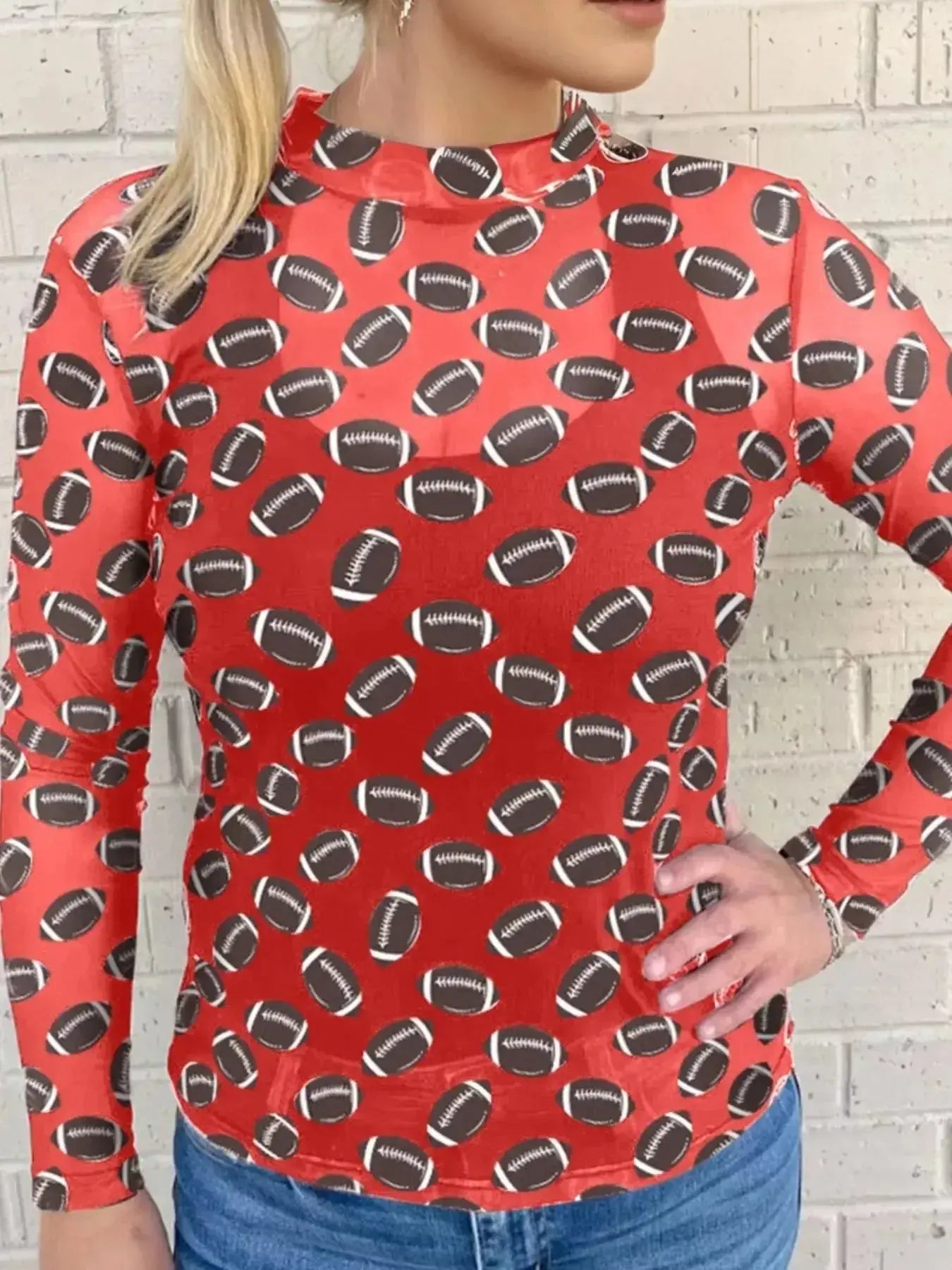 Game Day Mesh Sheer Long Sleeve Top - Plush Fashion Hub