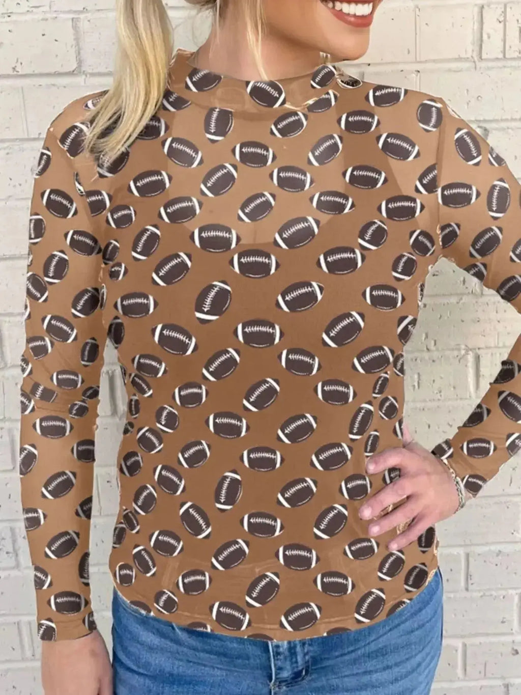 Game Day Mesh Sheer Long Sleeve Top - Plush Fashion Hub