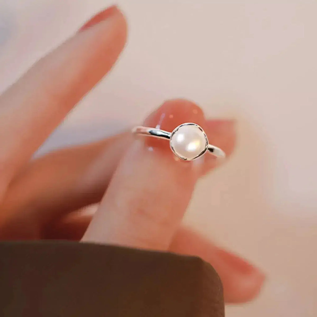 Freshwater Pearl 925 Sterling Silver Open Ring - Plush Fashion Hub