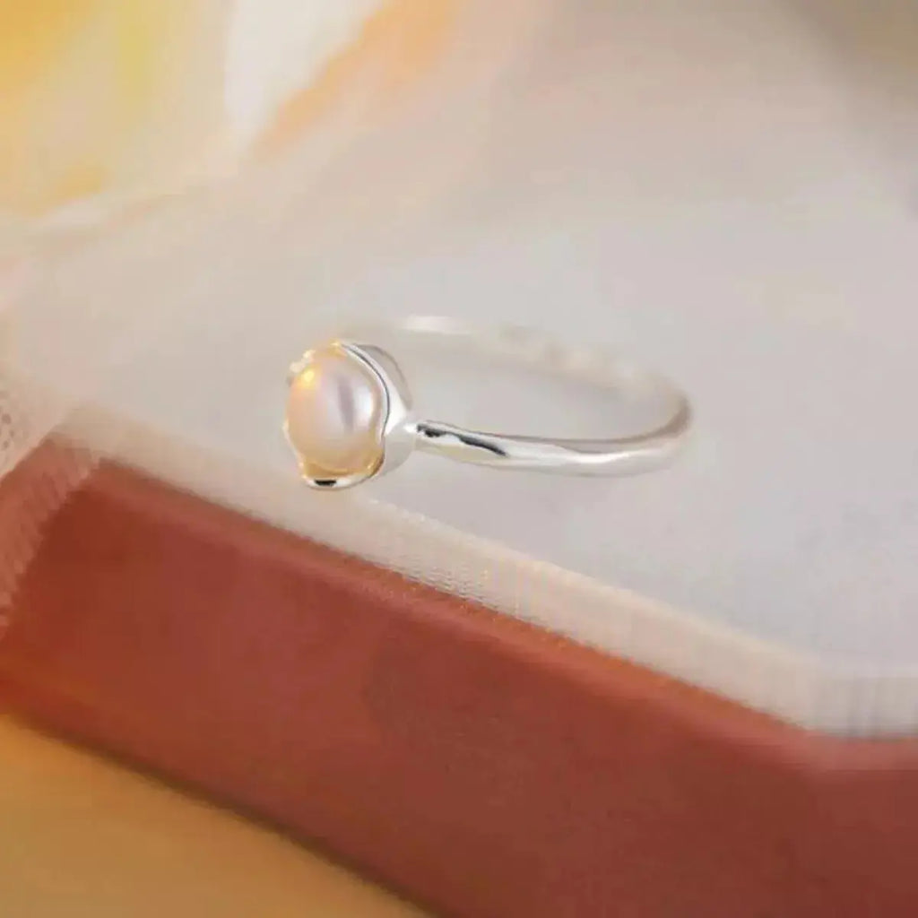 Freshwater Pearl 925 Sterling Silver Open Ring - Plush Fashion Hub