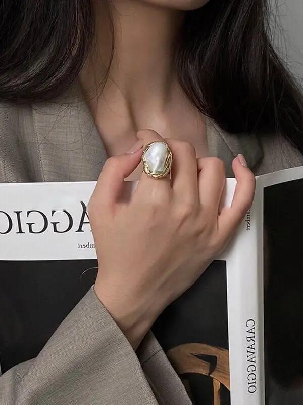 Geometric Irregular Pearl Ring Plush Fashion Hub
