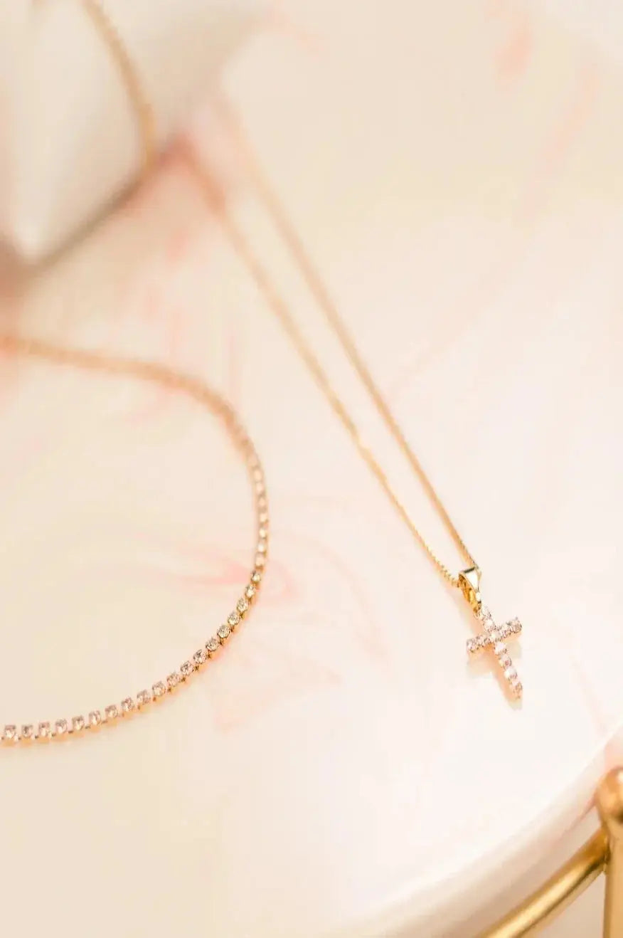 Gold Heavenly Sacred Cross Necklace Pretty Little Patriot