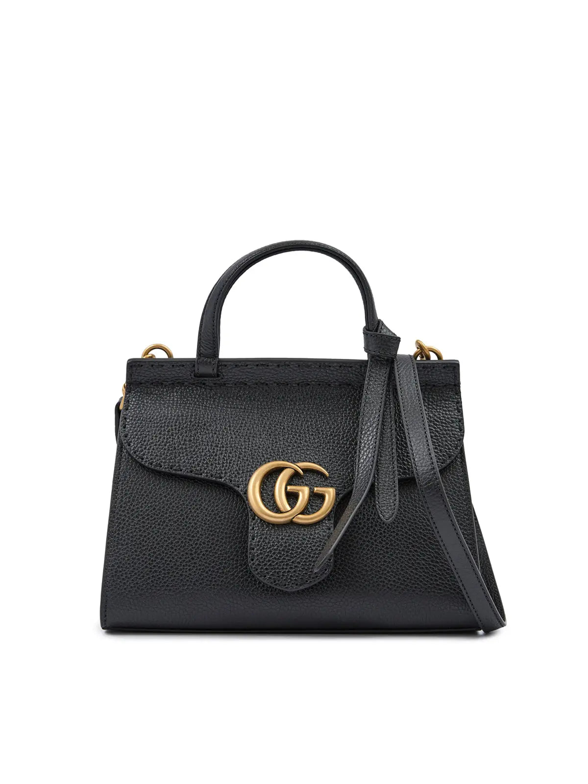 Gucci Black Leather GG Marmont Handbag Plush Fashion Hub
