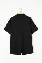 Half Button Collared Neck Romper - Plush Fashion Hub
