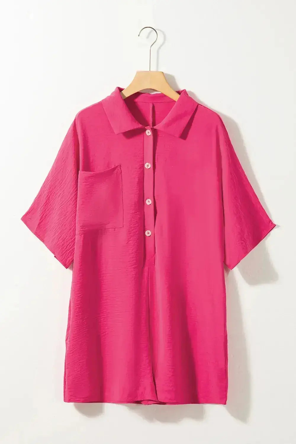 Half Button Collared Neck Romper - Plush Fashion Hub