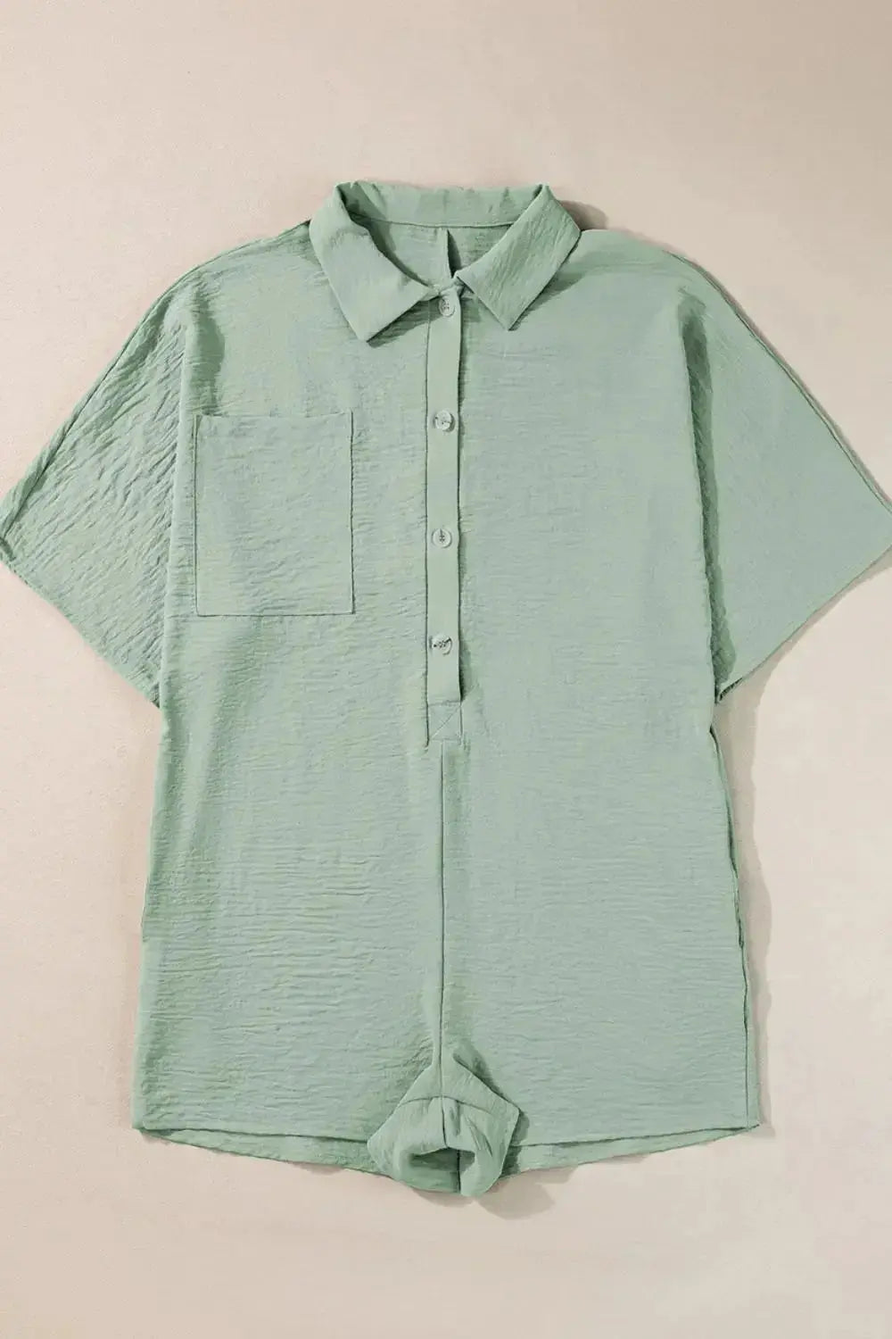 Half Button Collared Neck Romper - Plush Fashion Hub