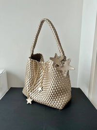 Hand-Woven Champagne Tote Bag Plush Fashion Hub