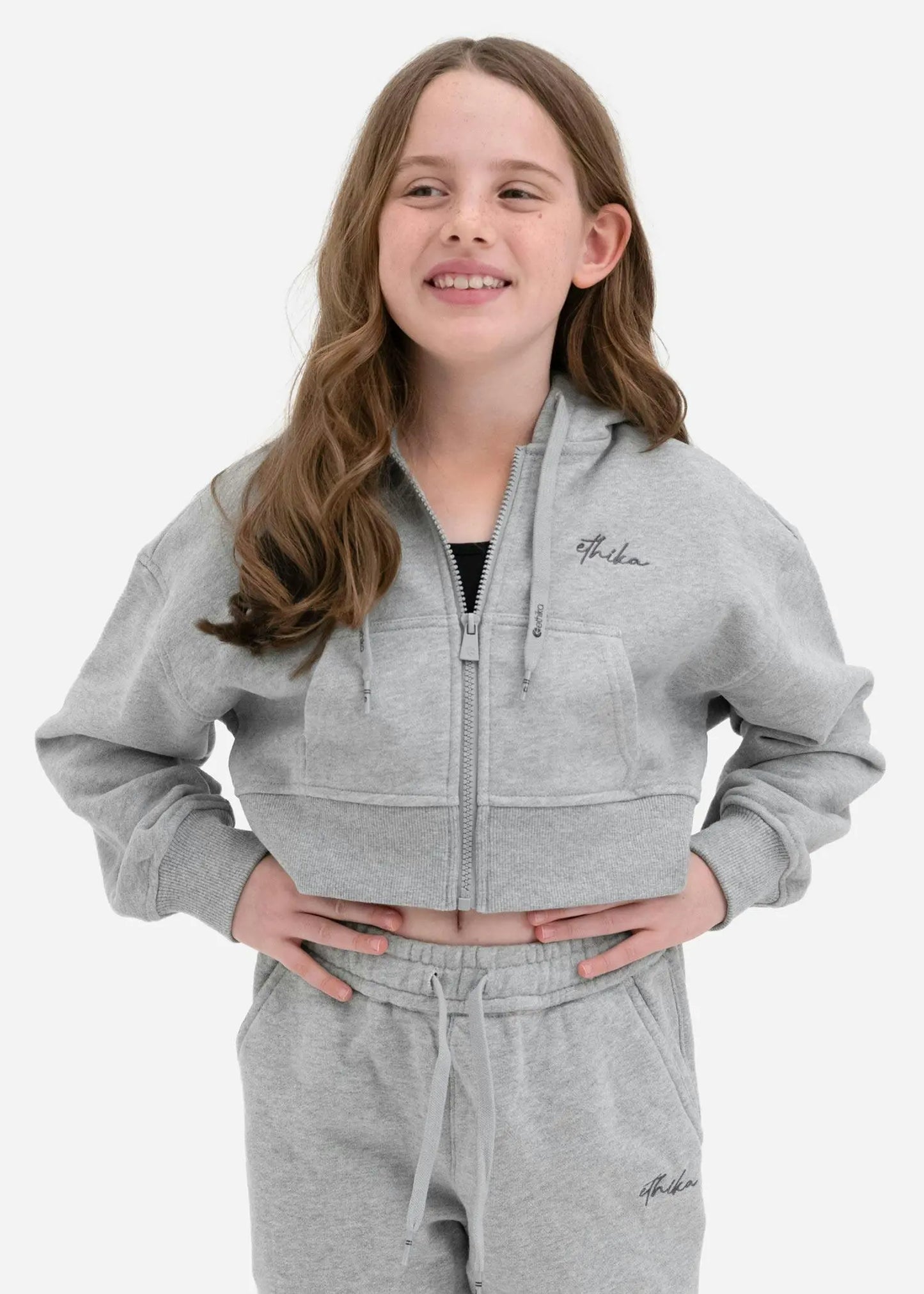 Heather | Girls Crop Zip Hoodie Plush Fashion Hub