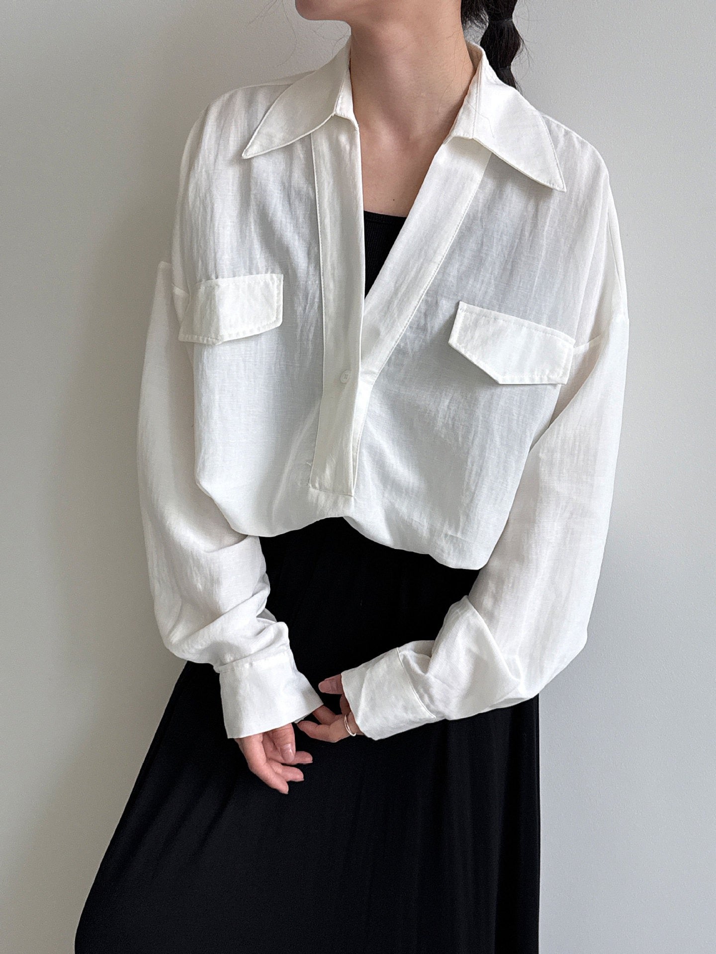 Loose V-neck Linen Shirt Plush Fashion Hub