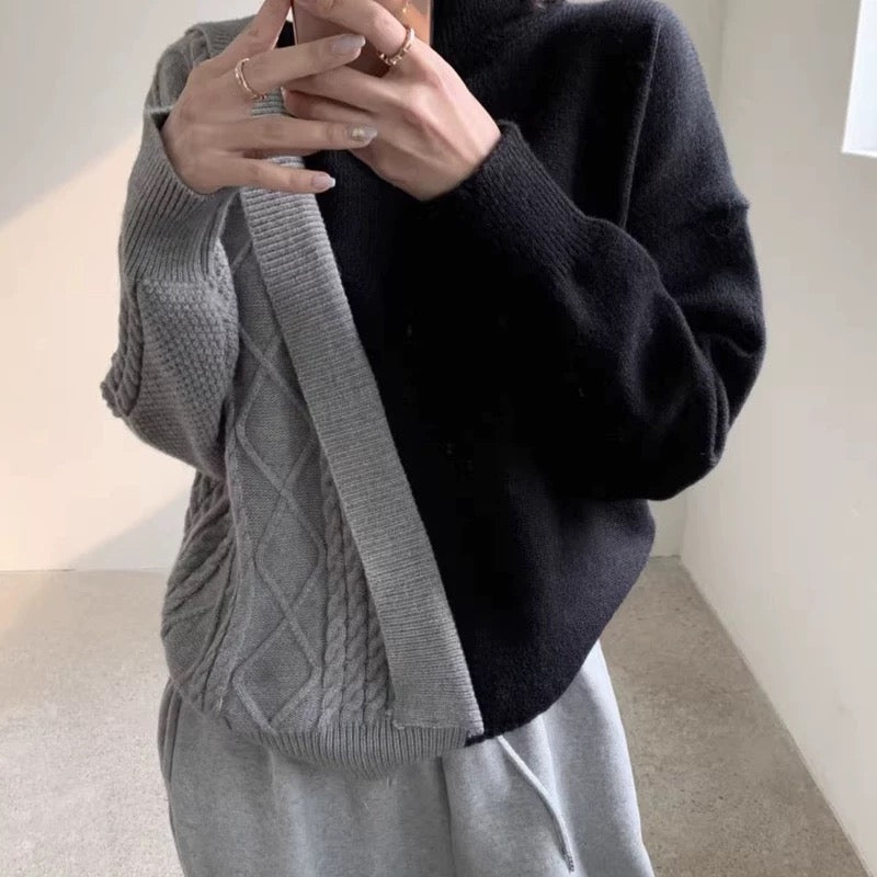 Niche Design Split-joint Sweater Plush Fashion Hub