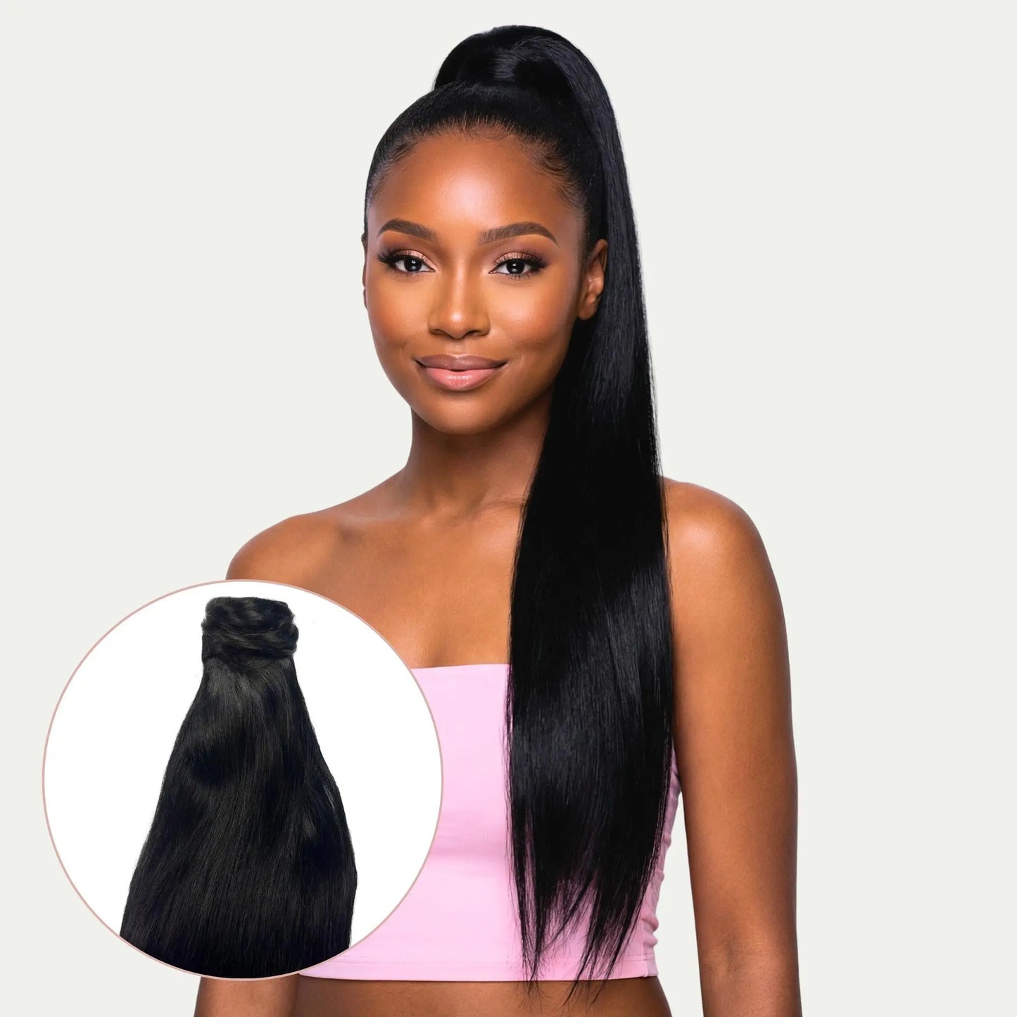 Jet Black 100% Human Hair Ponytail Extension Private Label