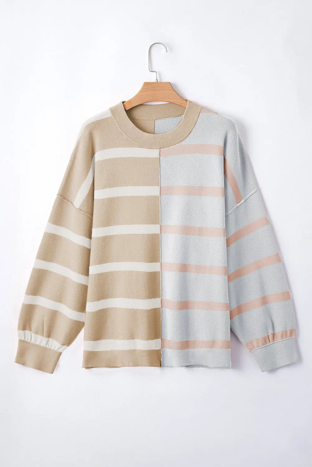 Jream Stripe Colorblock Oversized Sweater Threaded Pear