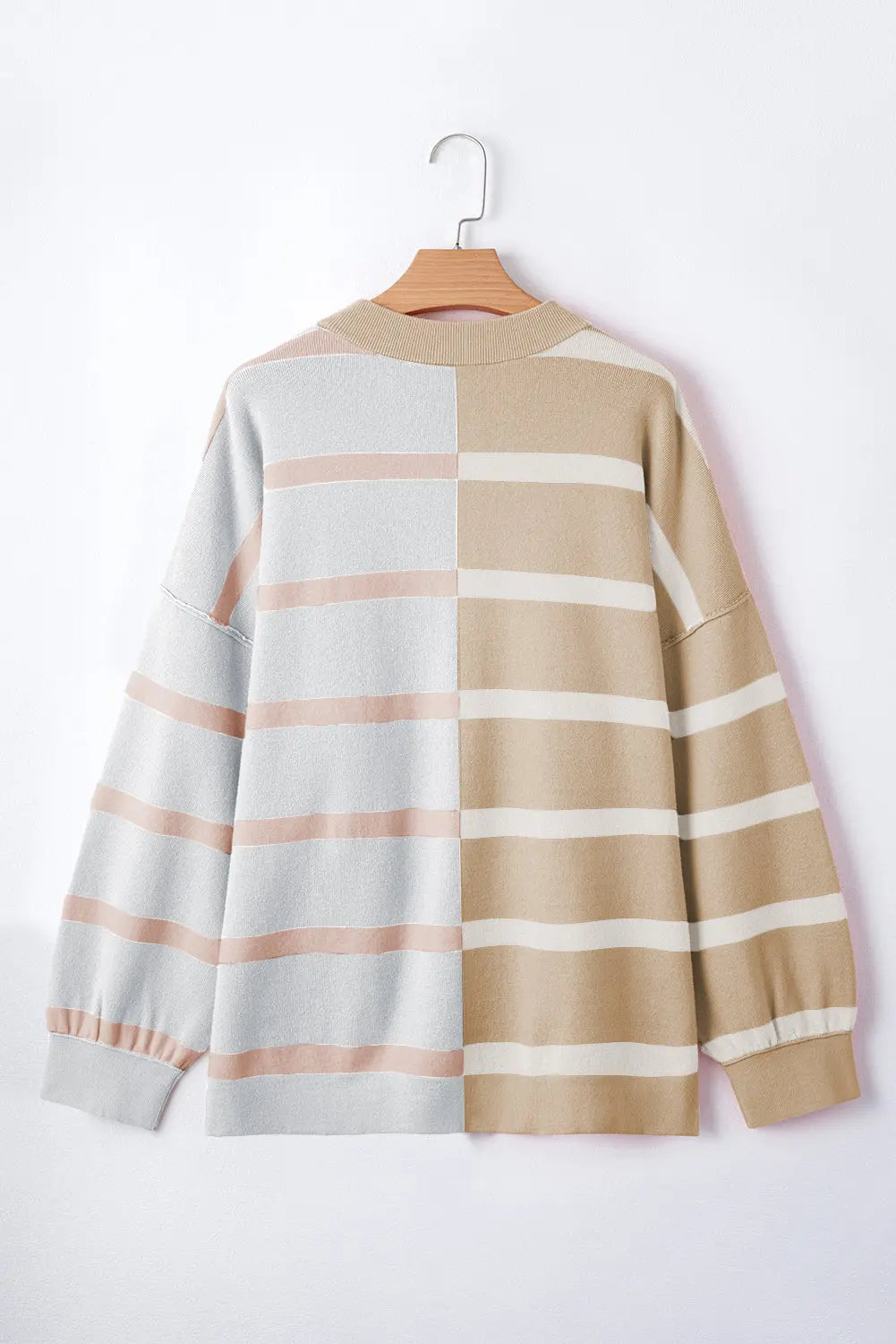 Jream Stripe Colorblock Oversized Sweater Threaded Pear