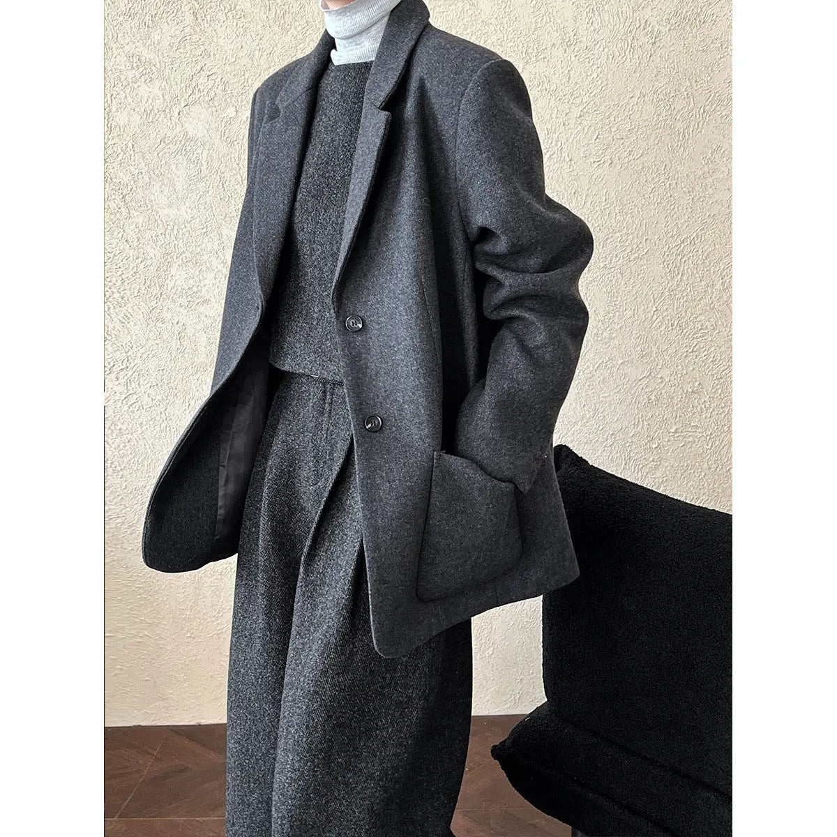 Korean Autumn Winter Blazer for Women High Sense Casual Woolen Perfecsy