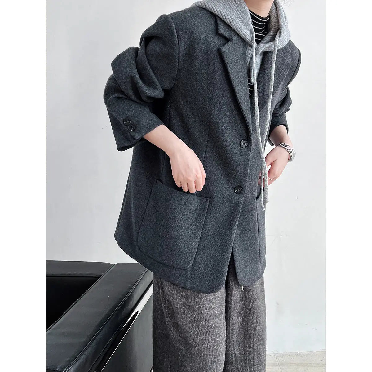 Korean Autumn Winter Blazer for Women High Sense Casual Woolen Perfecsy