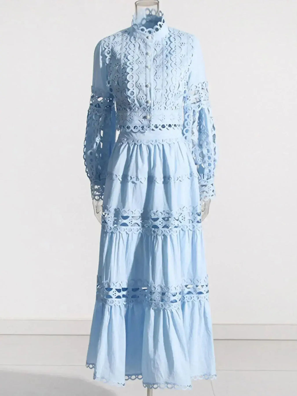 Lace Button Up Long Sleeve Top and Skirt Set - Plush Fashion Hub