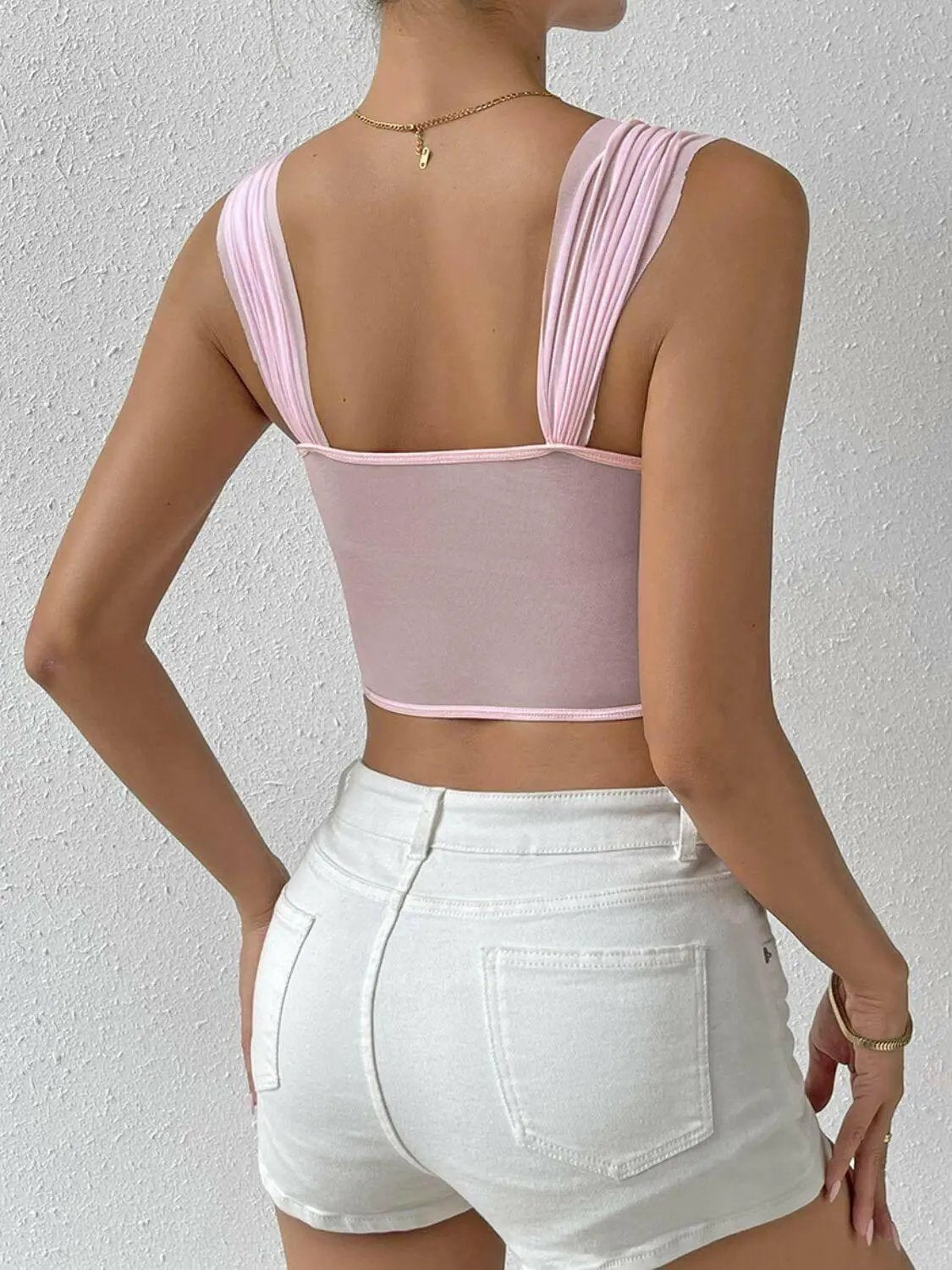 Lace-Up Flower Sweetheart Neck Cami.