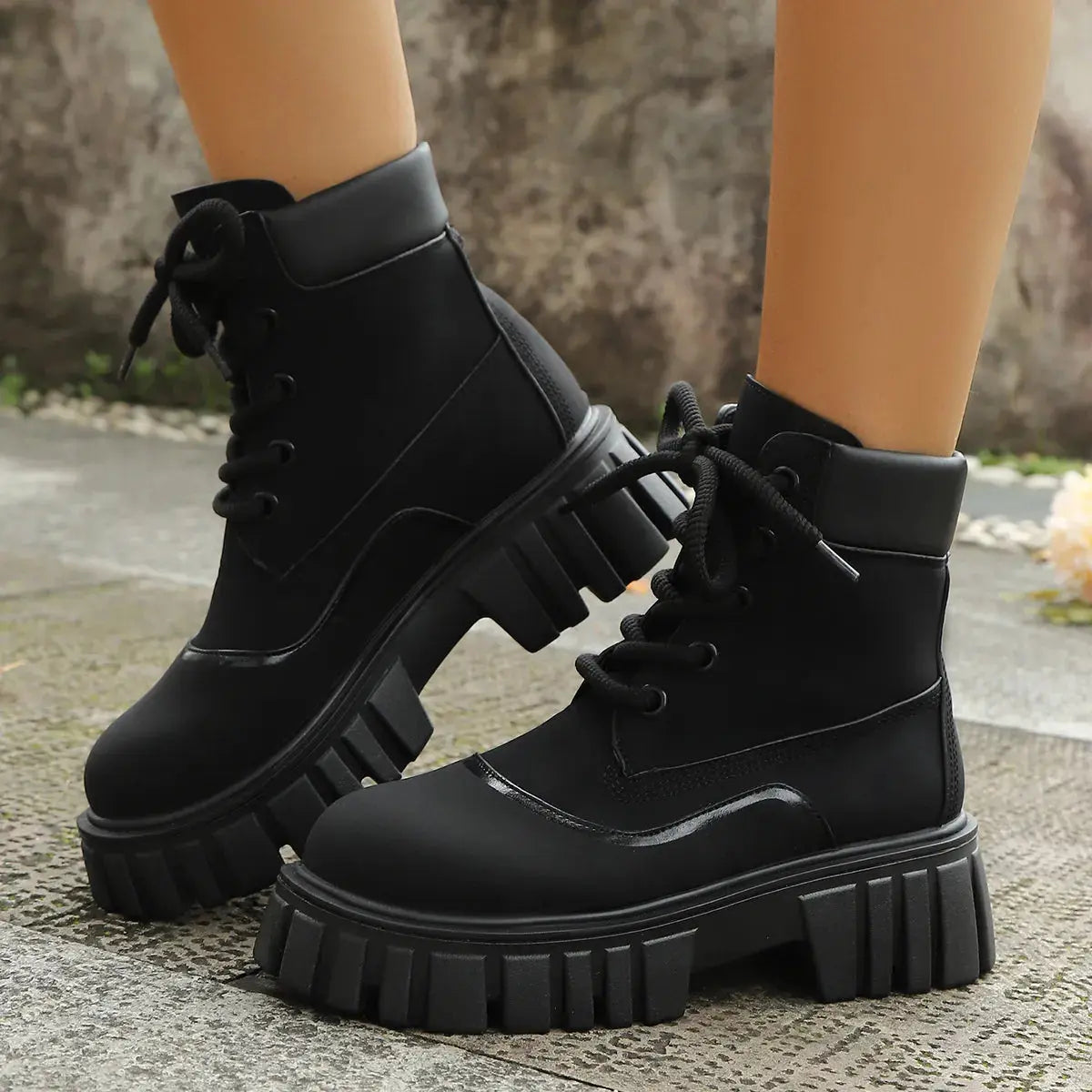 Lace Up Platform Boots HTO Apparel 81.99