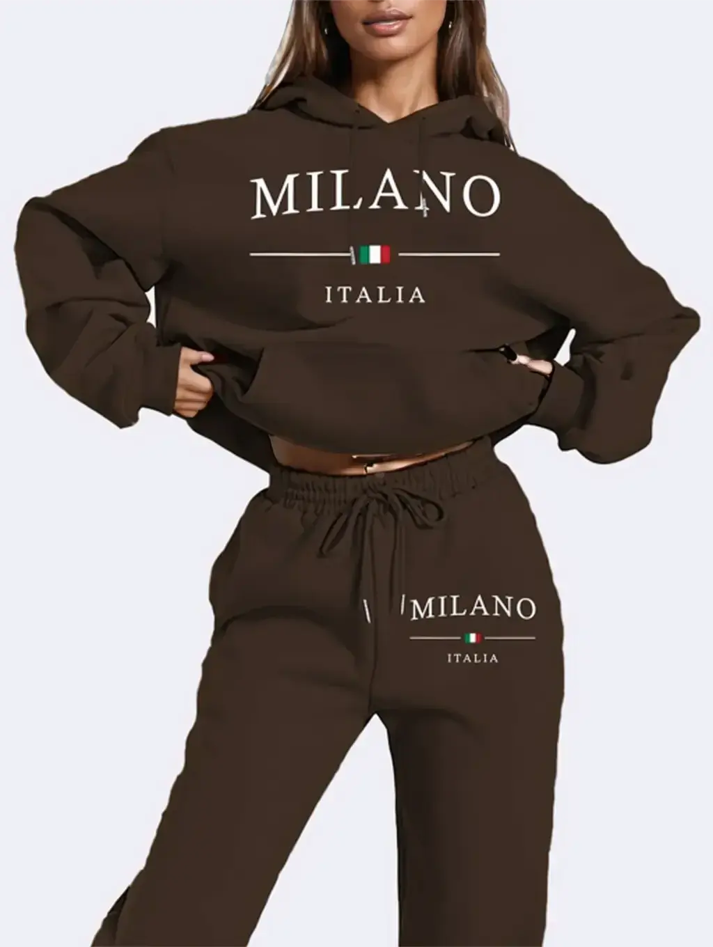 Ladies' Polyester Sweatshirt Set - Plush Fashion Hub